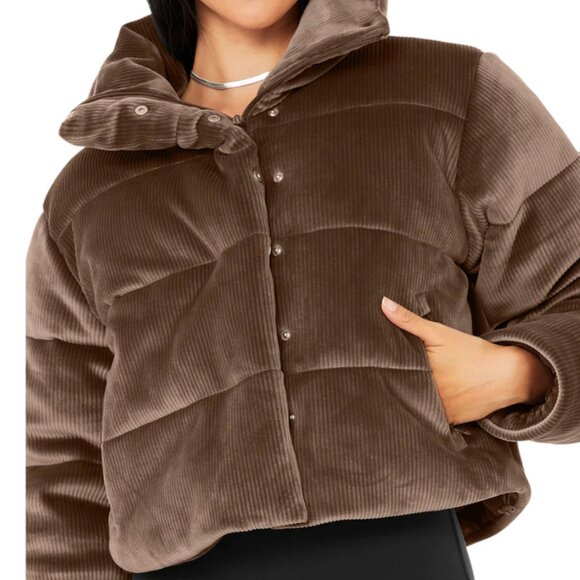 ALO Yoga Jackets & Blazers - ALO YOGA - Ribbed Velour Gold Rush Puffer